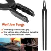 PIILOO Blacksmith Bladesmith Knife Making Tong Set - V-bit Bolt Flat Square Blade Tongs, Wolf Jaw Tongs (5PCS)