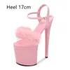 Klänningskor Walking Show Artifact Model High Heels 17cm 20cm Fur Woman Sandaler PU Summer Sexig Platform Nightclub Party Wedding H240321LGHP8872