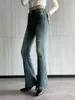 Kvinnors jeans High Strecth Vintage Blue Flased Pants for Women Midjed Slim Sexy Ripped - ForgunroseSoroses