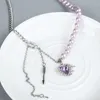 Anhänger Halsketten Elegante Strass Perlenkette Liebe Herz Kristall Nähte Halsreifen Für Frauen Party Tragen Zubehör Schmuck Geschenke