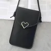 Borse a tracolla Borsa da donna per telefono Portamonete trasparente Cross Girls Cute Mini Heart Type Hasp Mobile Pouch