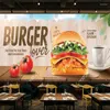 Wallpapers Aangepast formaat Burger Hond Snackbar Po Behang Fast Food Restaurant Industrieel Decor 3D Muurschildering Zelfklevend