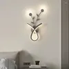 Lâmpada de parede aipaite escandinavo quarto cabeceira arandelas decoração do quarto preto/branco/ouro floral led arandelas.