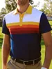 Męska Rainbow Plaid Polo Shirt 3D Printed Polo Shirt Casual Collar Regular Fit Polo Shirt 240315