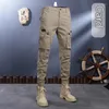 Pantalon pour hommes kaki classique salopette élastique lâche droite extérieure cheville bandée jeunesse alpinisme décontracté