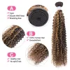 Fermeture P4/27 miel blond et brun Jerry cheveux bouclés paquets avec fermeture à lacets 4x4 péruvien Remy extension de cheveux 220 g/ensemble 1024 po