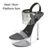 Klänningskor plattformsskor Summer Sandals Gladiator klackar Pole Dance Nya högklackade sandaler Rensar höga klackar Diamonds Womens striper H240321SNG8DBGO