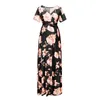 Summer Maternity Dress Short Sleeve V Neck Printed Long Nursing Fashion Casual Floral 240309