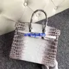 Sacolas Bolsa de Crocodilo Himalaia Bolsa Genuína Empurrando Pele de Crocodilo Bolsa Platina Bolsa Feminina Himalaia Bolsa Europeia e Americana Feminina tem logotipo HBKRHF