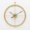 Wall Clocks Nordic Style Home Clock Creative Living Room Aesthetics Office Cafe Shop Mute Timepiece Iron Round Decor