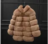 2022 Autumn and Winter New Faux Fur Women Womens Coat Stand-U-Up Obszar Średniej długości Slim Fox Women