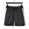 Shorts masculino com estampa de designer, cintura alta, na altura do joelho, verão, praia, preto, casual, solto, shorts masculinos