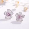 Stud Earrings Silver Color Handmade Flower Crystal For Women Multi-Color Charm Zircon Small Ear Hoops Jewelry