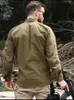 Camisas casuais masculinas primavera outono tático superior manga longa camisa ao ar livre impermeável respirável roupas masculinas fãs militares multi-bolso