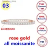 Charme Pulseiras 4mm Full Moissanite Diamante Mulheres Top Quality Original 925 Sterling Silver Rose Gold Hoop Tennis Novo 2023 L240320