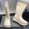 Yağmur Botları Klasik Lüks Moda Eva Boots Antiskid 6cm Tıknaz Topuk Botlar Tasarımcı Kadınlar Yuvarlak Toe Yarım Botlar Köpük Kış Platform Ayakkabı Su Geçirmez Uyluk Yüksek Botları