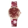 Zegarek dla kobiet mody wytłaczane kwiaty małe świeżo nadrukowane kwarcowe zegarek kwarcowy aksorios para mjer relogios feminino