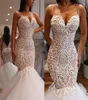 abiti da sposa Robes De mariée sirène 2020 bretelles Spaghetti décolleté en cœur dentelle robes De mariée trompette perles Vestido De Novia9421624