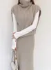 Arbeitskleider Frühling Herbst Damen ärmellos stricken Rollkragenpullover Weste Pullover Top solide elastische hohe Taille Rock Anzug 2-teiliges Set