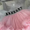 Brand Princess dress baby clothes designer kids tracksuits Size 90-150 CM girls Embroidered letters t shirt and Pink lace long skirt 24Mar