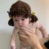 Instagram coreano outono/inverno franja peruca super fofa trançada menina bebê malha quente rede chapéu vermelho