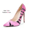 Dress Shoes European And American Style Colored Print High Heels 12CM Fine Heel Fashion Banquet Single Plus Sized Womens Party Pumps H24032503
