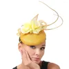 ベレー帽グリーンレディースファッション魅力者フラワーカクテルミリーナリーハットパーティーディナーエレガントなヘアアクセサリーヘアバンドヘッドウェア