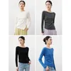 Maglioni da donna Scollo a barchetta Vita laterale Maglione di lana increspato Top primaverili slim a maniche lunghe basic lavorati a maglia