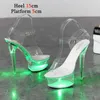 Chaussures de robe Light Up Glowing Femme Lumineux Clear Sandales Femmes Plate-forme LED 13cm Talon Haut Transparent Stripper HeelsAJ9O H240321