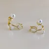 Kolczyki Dangle Fashion French Light Luksus Tulip Flower Pearl Studs for Women Korean Cyrron Znakomita kolczyka biżuteria z okazji Dnia Matki