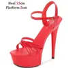 Elbise Ayakkabı Platformu Striptizci Topuklu Kadınlar için Açık Ayak Tip Sandalet Kız Ayakkabı Parti Kulübü Kadınlar Seksi Gösteri Yüksek Kırmızı H240321C7XUPM2U