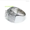 925 argent sterling 1.5 ct coupe ronde vvs moissanite principaux diamants hommes champion bagues plaquées or blanc