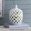 Bouteilles Pot creux en porcelaine blanche de style européen, Vase d'arrangement de fleurs, artisanat en céramique, Pot général en émail de forme spéciale