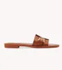 صيف فاخر للنساء Marcie Sandals أحذية ذهبية اللون من جلد العجل Tpu Slide Flats Slip-on Slippers Mule مريحة اليومية سيدة المشي EU35-43