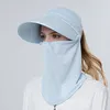 Sombreros de ala ancha Sombrero de verano para mujer para el sol Protección del cuello UV Playa solar Ciclismo Máscara de cara Sombrilla al aire libre Gorra de viaje Mujer