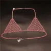 Klassische Mesh Mehrfarbige Strass BH Körper Kette Bikini Strap Harness Frauen Sexy Dessous Festival Kleidung Rave Party