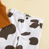 Conjuntos de roupas crianças meninas moda roupas com nervuras sem mangas regatas e calças elásticas com estampa de vaca definir roupas de verão