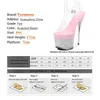 Klänningsskor 2021 Nya kvinnor Fish Toe Black White Sexy Super Clear High Heels Sandals Model T Station 17cm Stage Catwalk Bling H2403214W0SP4KH