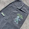 Männer Jeans Amerikanischen Retro Gothic JNCO Alien Brief Drucken Hip Hop Harajuku Lose Beiläufige Gerade Bein Breite Hosen Paar stil