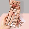 Portable 5 makeup brushes with mirror Soft luxury eyeliner net red hourglass diagonal blush brush Fashion high-end foundation brush makeup tool set wholesale