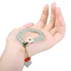 Link Bracelets Retro Chinese Style Jewelry Tassel Emerald Bangles Flower Jade Female Hand Chain Bead Women