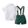 Ensembles de vêtements bébé garçon vêtements né infantile Gentleman tenue costume à manches courtes barboteuse jarretelles Shorts pantalons