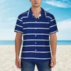 Camisas casuais masculinas náutico azul praia camisa mens listras brancas impressão verão manga curta elegante blusas de grandes dimensões presente de aniversário