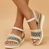 Sandálias de sandálias Bohemian Sandals de cunha impressa para mulheres Summer 2023 SLIP SLIP SLAP SLAP