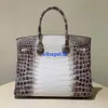 Tote Bags Himalaya Crocodile Handbag Genuine Imported Xinglong Pi Himalayan White Nile Crocodile Skin Platinum Bag Womens Bag Handbag Handm have logo HB26VF