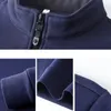 Polos masculinos inverno engrossado quente manga comprida polo camiseta para homens moletom leve casual gola meio zíper pulôver roupas