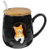 Canecas Cerâmica Copo Chá Recipiente De Água Escritório Bebida Caneca De Cachorro Com Tampa Colher