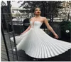 Vintage tatlım saten bir çizgi gelinlik dantel diz uzunluğu kısa bohemia gelinlik robe de mariee8909136