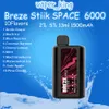 Original Breze Stiik Vapes SPACE 6000 Puff Prime Disposable Vape 5 LED Indicator Battery Level 1500mAh No Recharge 6K Puff Bars 13ml Prefilled Ejuice