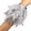 Bracelets de charme Poignets en plumes de fourrure naturelle pour femmes Manchette colorée Bracelet réglable Manches Poignet Bras Amovible Chemise Accessoires